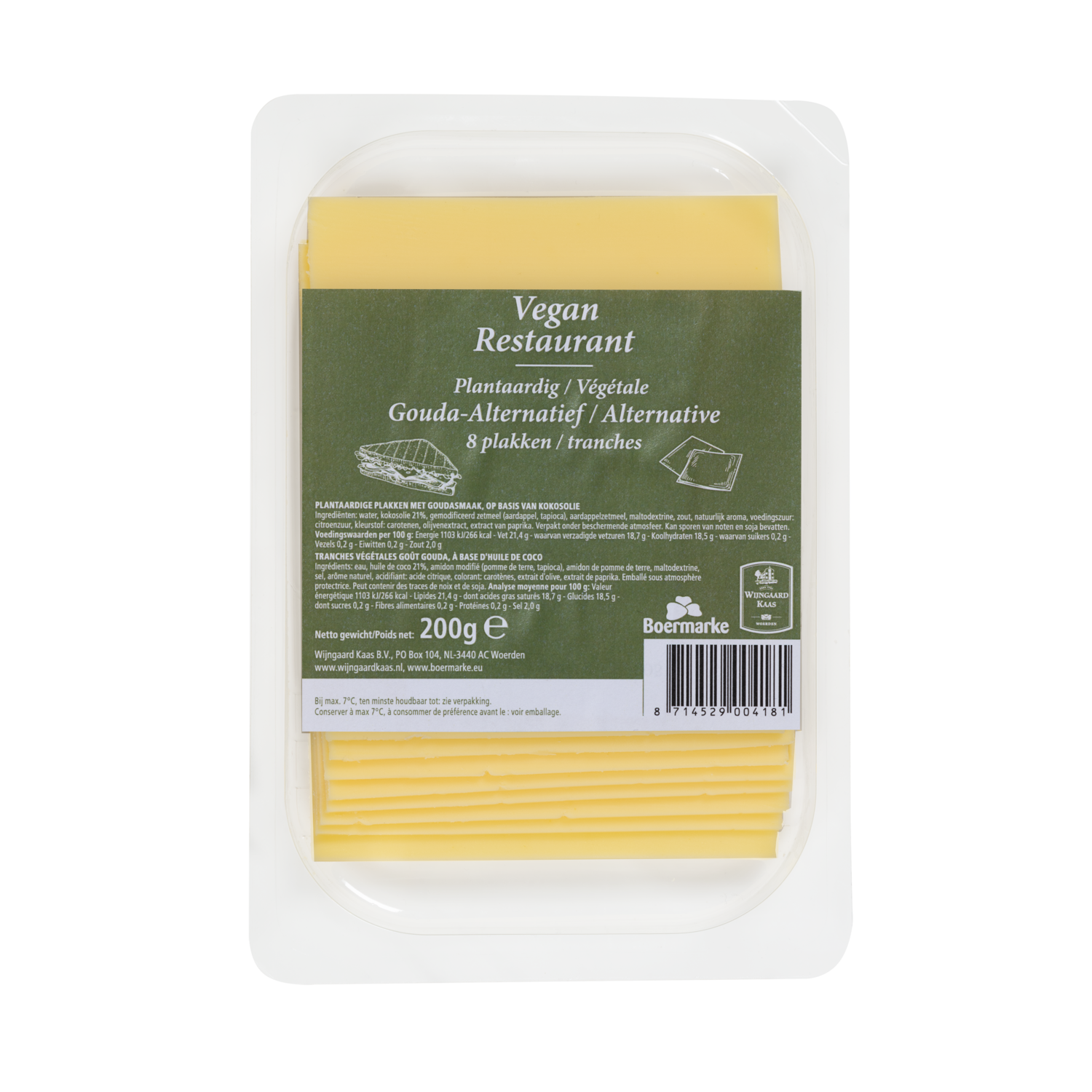 Vegan Restaurant plantaardig Gouda-alternatief - 8 plakken 